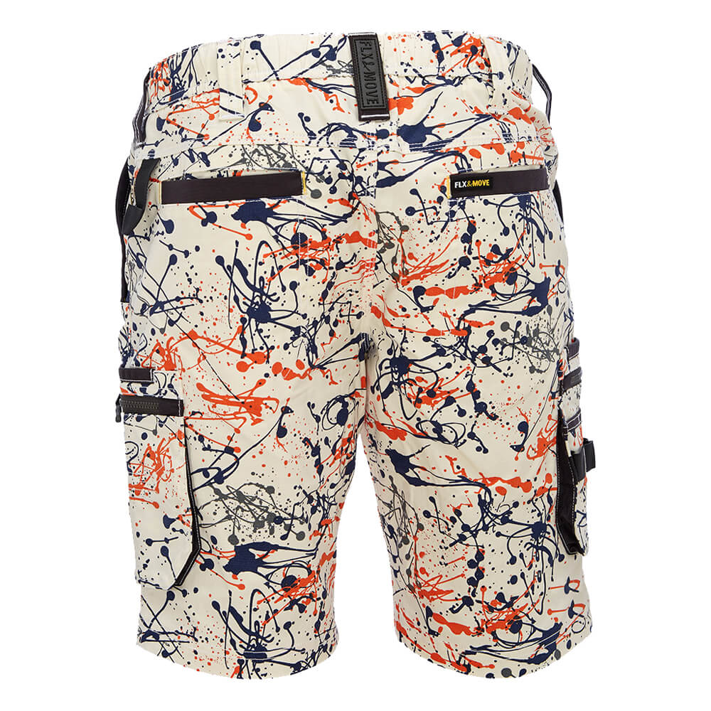 Bisley BSHC1337 Canvas Camo Cargo Short - Limited Edition Orange Paint Splatter Back