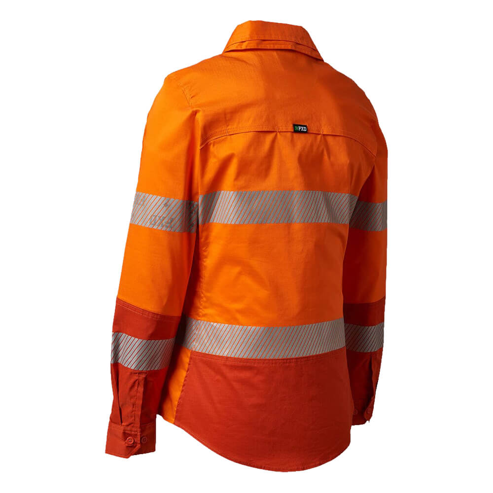 FXD LSH2WT Womens Hi-Vis Taped Shirt Orange Back RHS