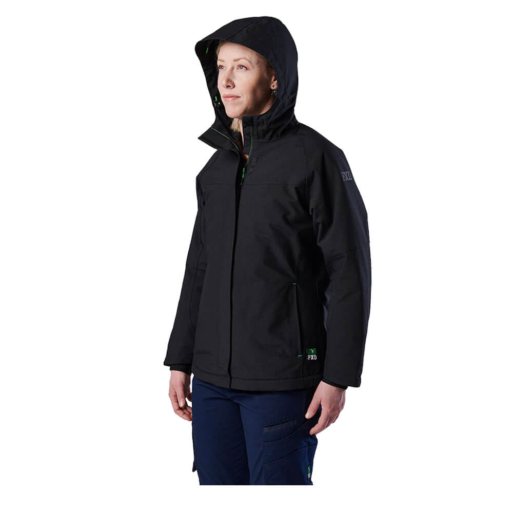 FXD WO1W Ladies Waterproof Jacket Hood Up LHS