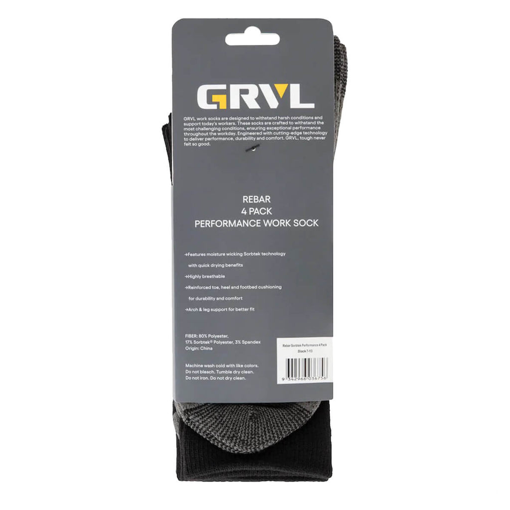 GRVL Rebar Sorbtek Socks Packaging Back