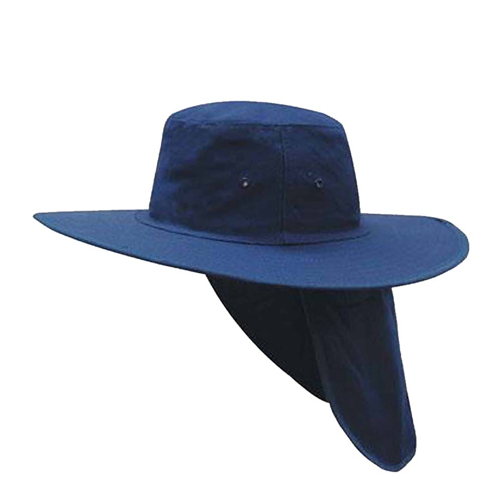 Headwear 4055A Canvas Sun Hat w/ Neck Flap Navy