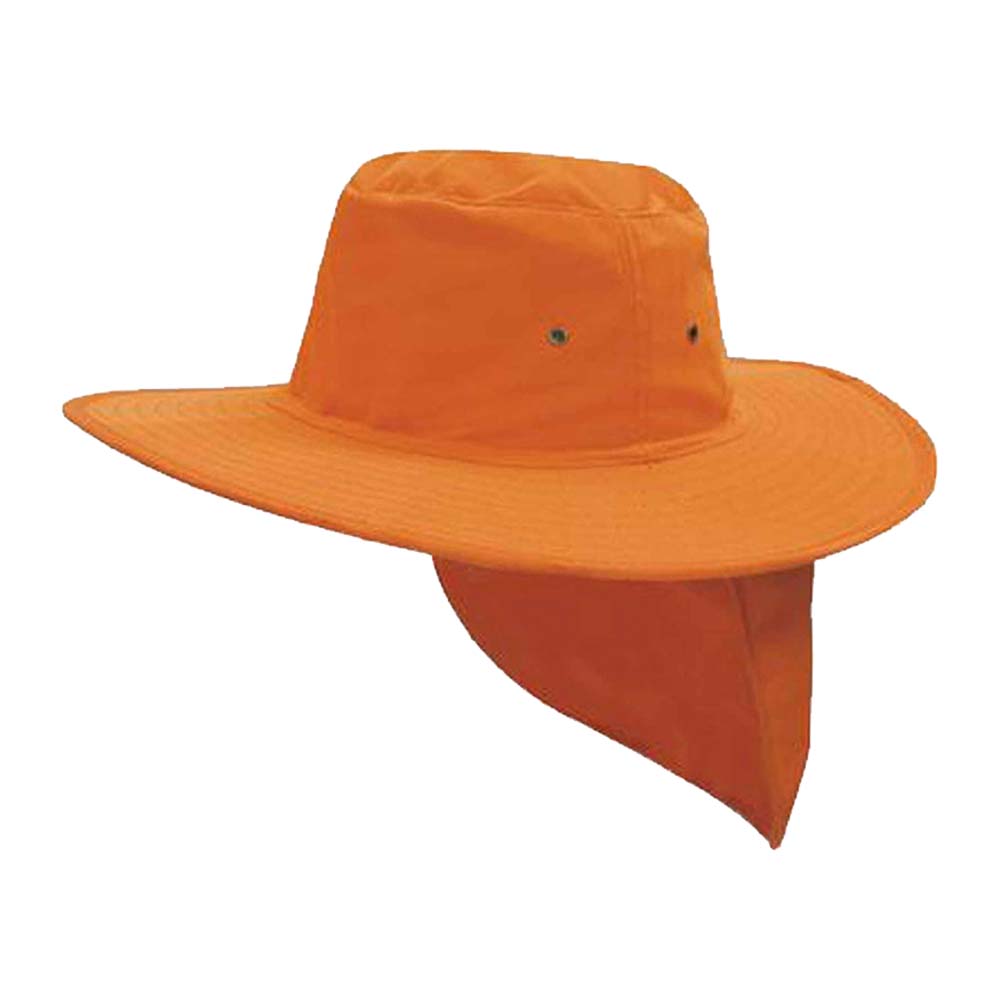 Headwear 4055A Canvas Sun Hat w/ Neck Flap Orange