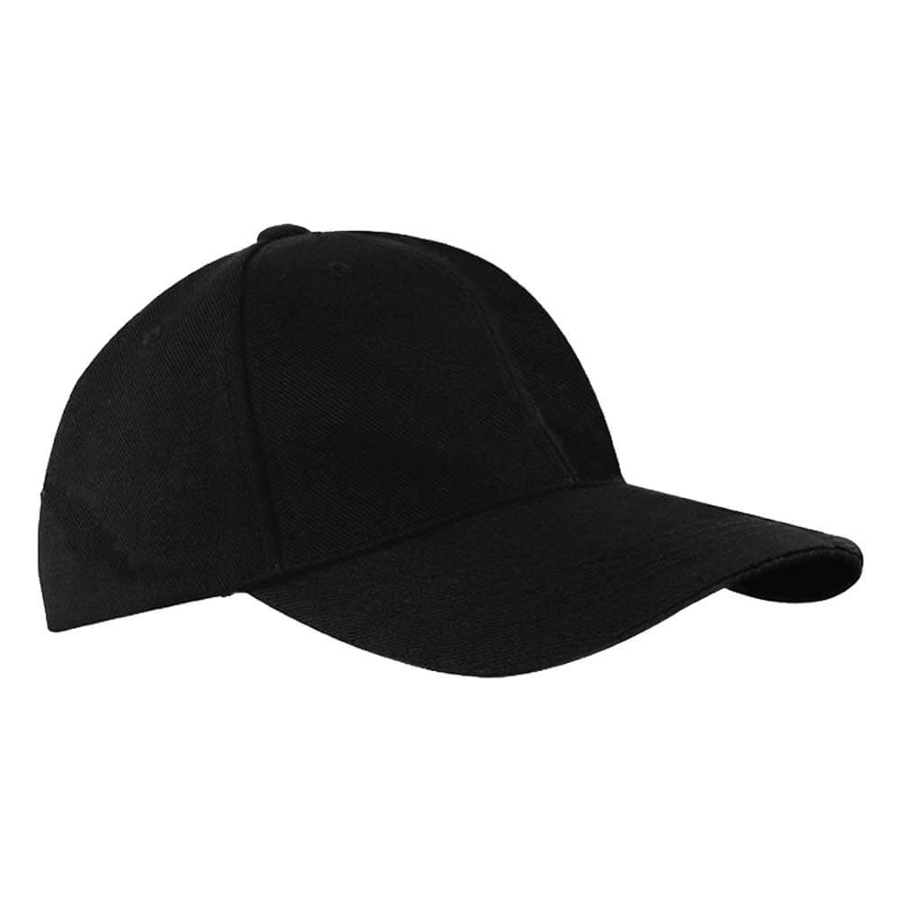 Headwear 4199 6 Panel Heavy Brushed Cotton Cap Black