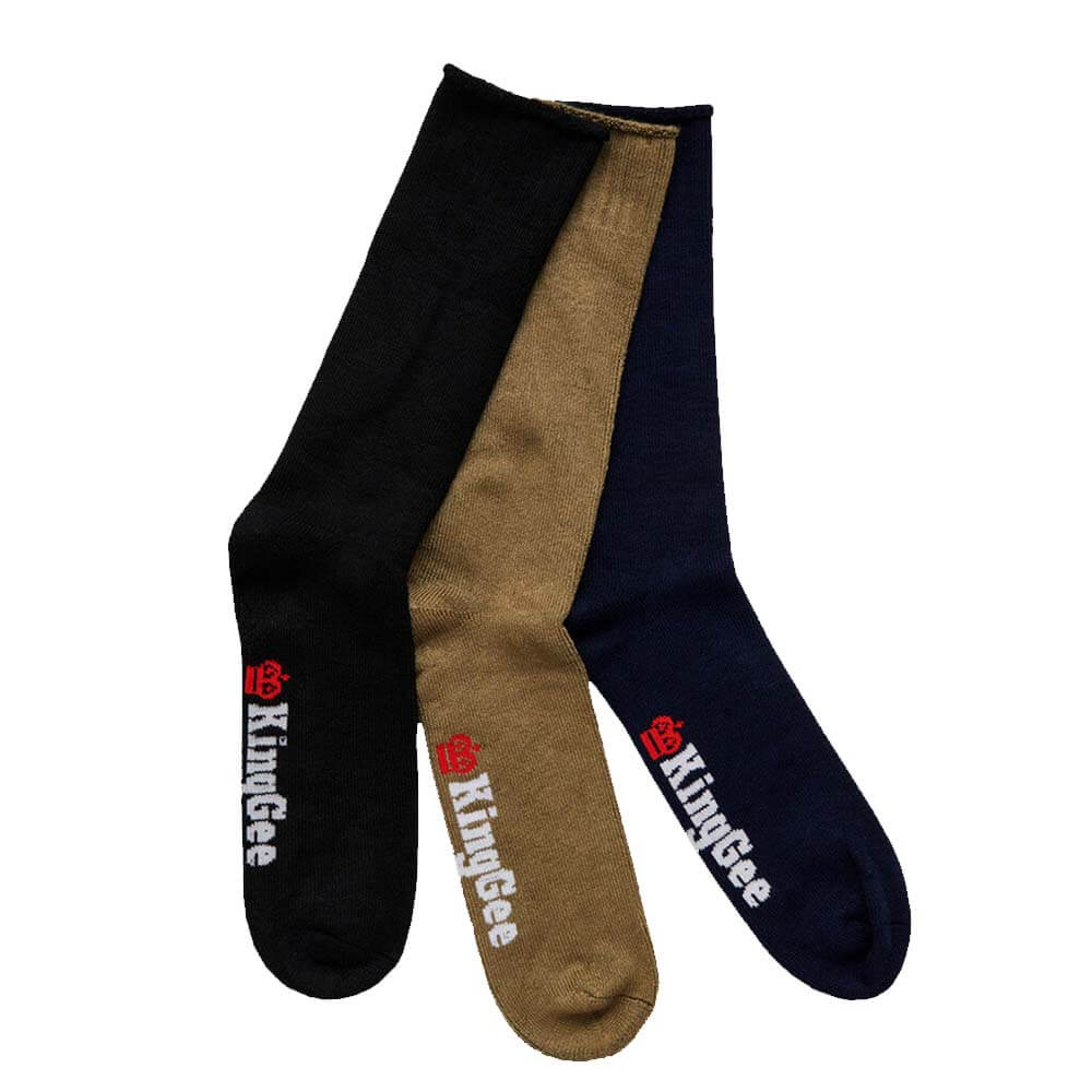 King Gee K09271 3 Pack Bamboo Socks Mixed Colours