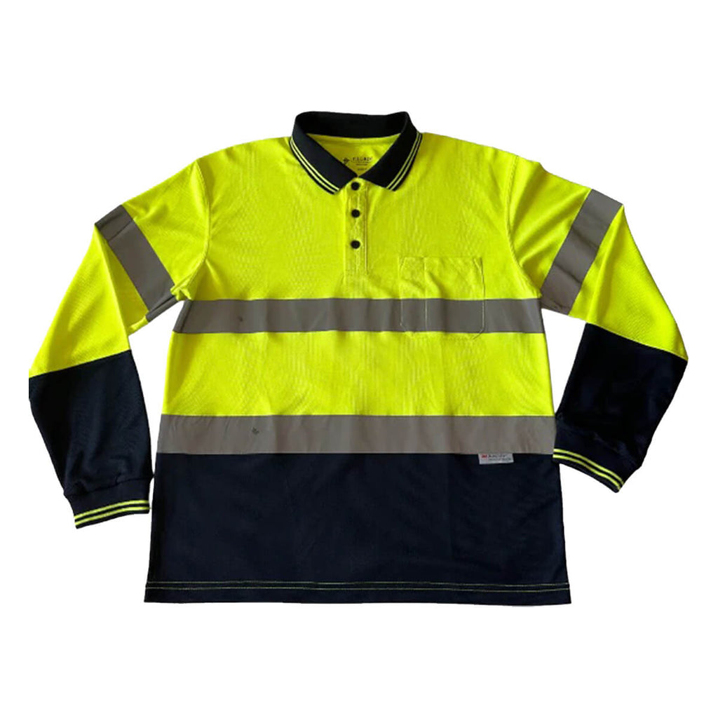 Pilgrim 4601 Long Sleeve Hi-Vis Polo Yellow Navy