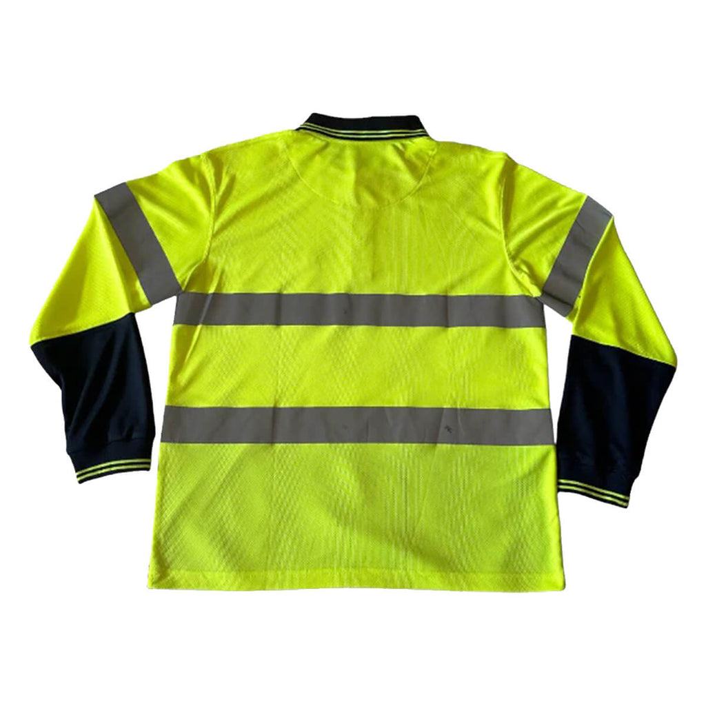 Pilgrim 4601 Long Sleeve Hi-Vis Polo Yellow Navy Back