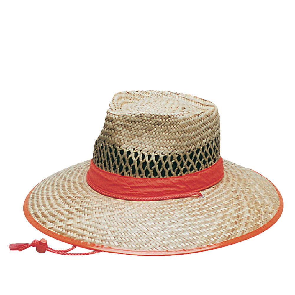 Headwear S4261 Safety Straw Hat with Orange Trim
