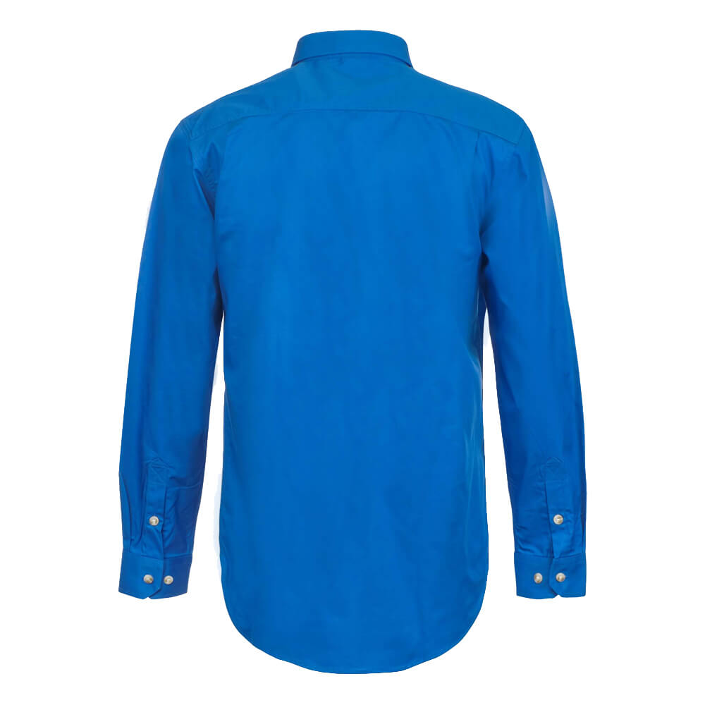 WorkCraft WS3029 Half Placket Shirt Long Sleeve Cobalt Back