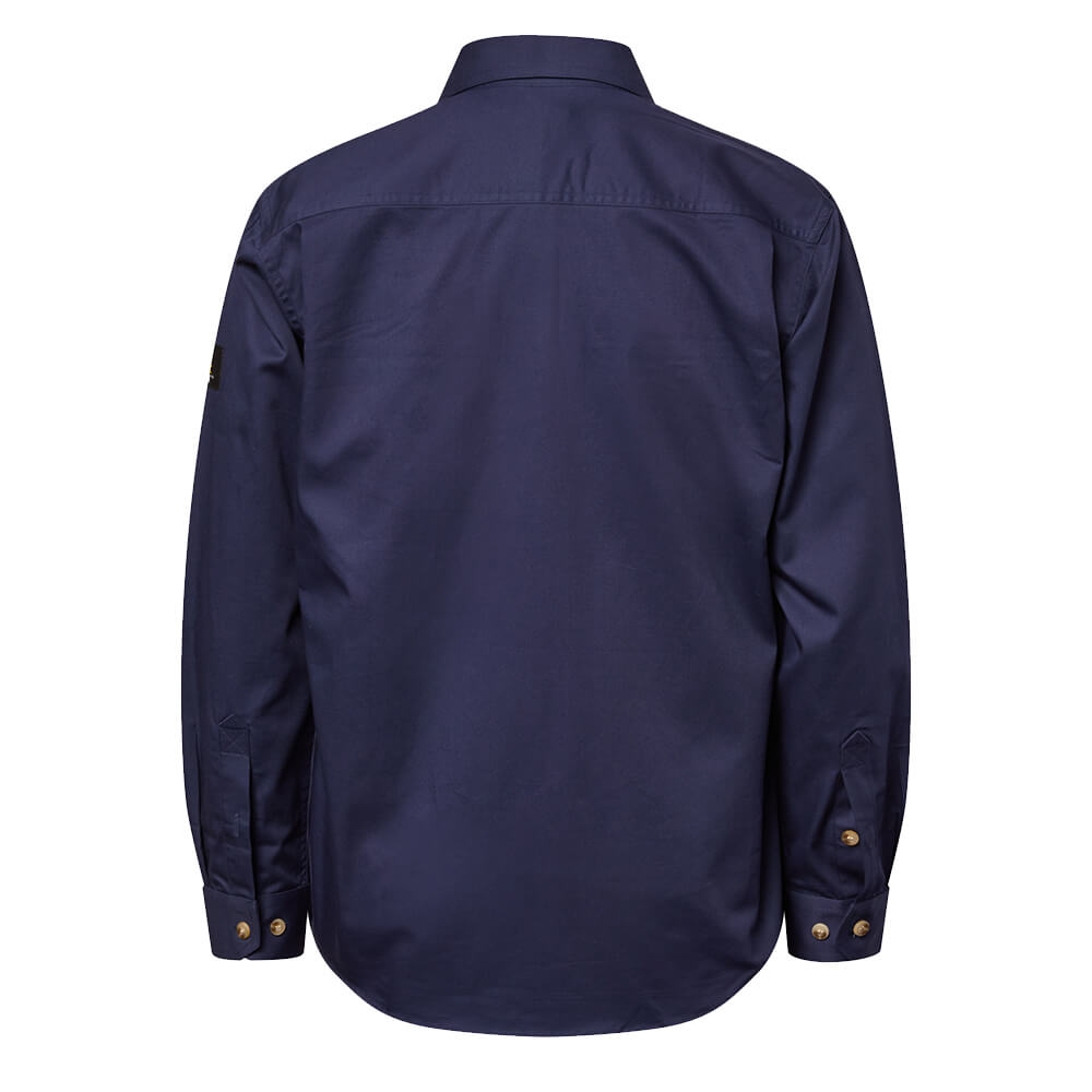 WorkCraft WS3029 Half Placket Shirt Long Sleeve Navy Back