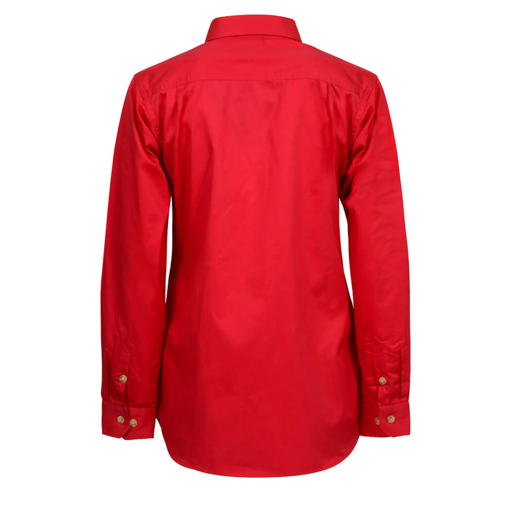 WorkCraft WSL505 Ladies Half Placket Shirt Crimson Back