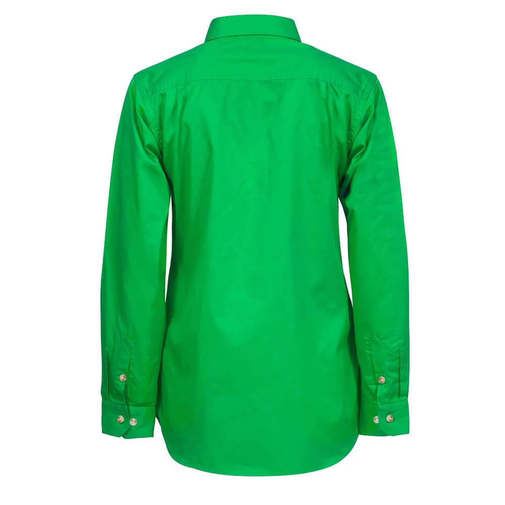 WorkCraft WSL505 Ladies Half Placket Shirt Electric Green Back