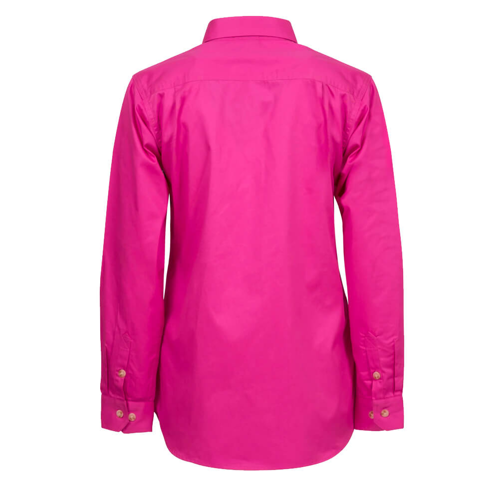 WorkCraft WSL505 Ladies Half Placket Shirt Pink Back