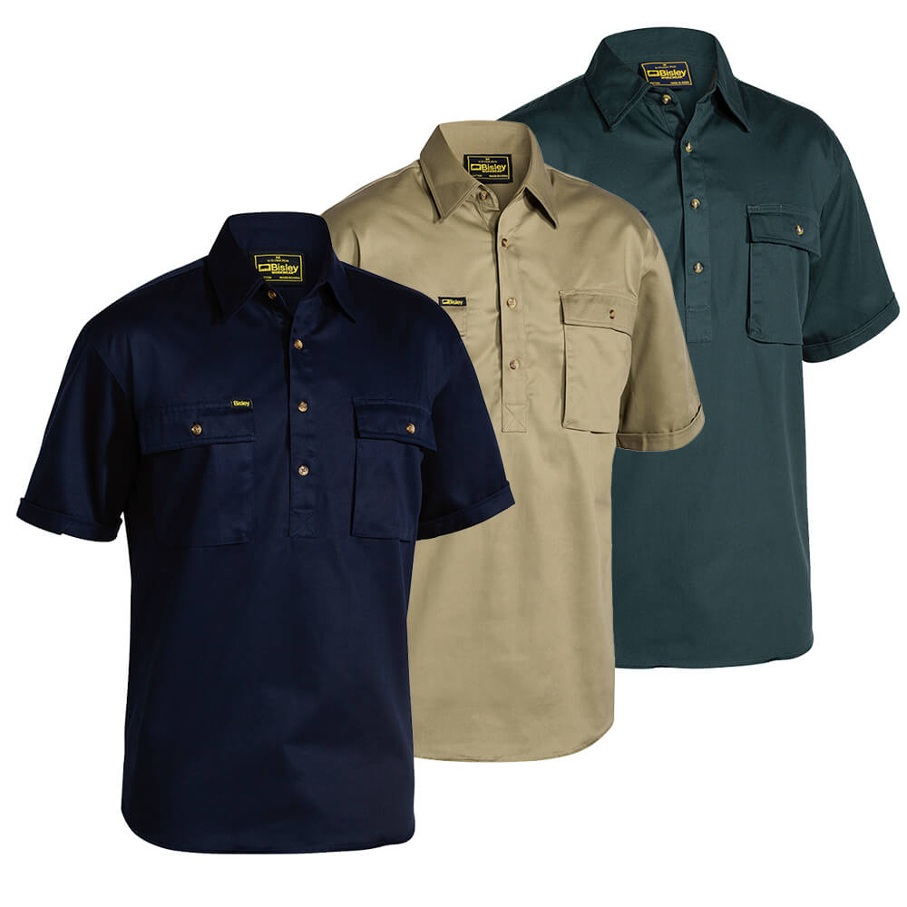 Bisley BSC1433 Closed Front Cotton Drill Shirt Short Sleeve